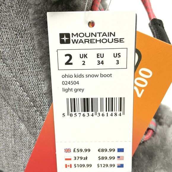 Mountain Warehouse Ohio Youth Snow Boots Pink Light Pink- Kids Warm Winter Shoes - Picture 9 of 11